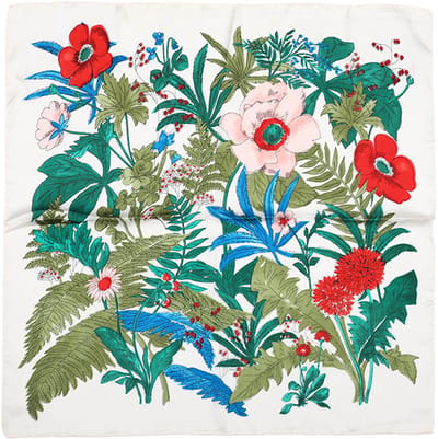 Klassieke Vierkante Sjaal met Weelderig Botanisch Bloemen- en Varendessin - Groen