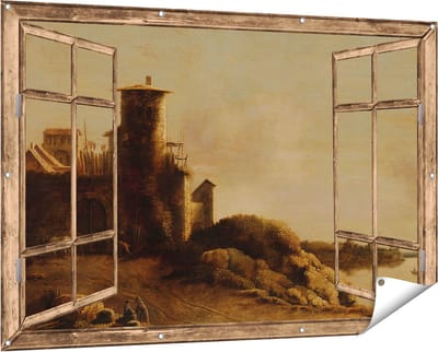 Gards Tuinposter Doorkijk Landschap - Claude de Jongh - 150x100 cm - Tuindoek - Tuindecoratie - Wanddecoratie buiten - Tuinschilderij
