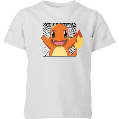 Pokémon Pokédex Charmander #0004 Kids' T-Shirt - Grey - 98/104 (3-4 jaar)