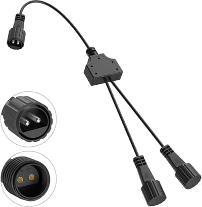 Kerstverlichting Stekker, 2-Pin Splitter, 1 naar 2 Aansluitingen, IP65 Waterdicht, Verlengkabel voor Binnen en Buiten Verlichting