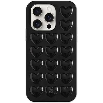 xoxo Wildhearts Heartbreaker Black telefoonhoesje - Geschikt voor iPhone 13 Pro - Heart case - Hoesje met hartjes patroon - Case met hart - verstevigde backcover - Zwart
