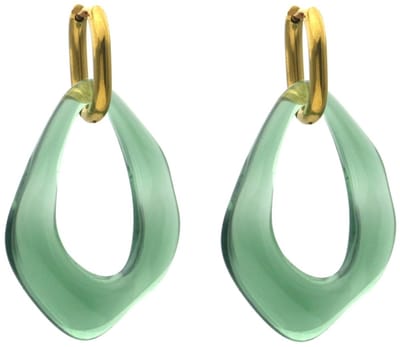 Oorbellen - RVS - acryl hanger - 4,5x2,5 cm - groen