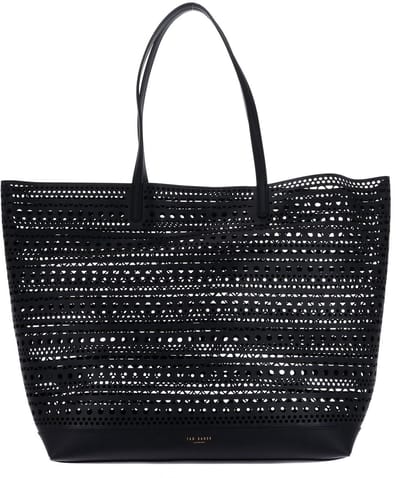 Ted Baker Leren schoudertas Leiiyla Laser Cut Oversized Tote Bag Black zwart