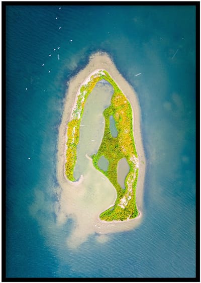 Poster Drone Kraaijenbergse plassen- 30x40cm met Fotolijst – Natuur Poster – Ingelijst