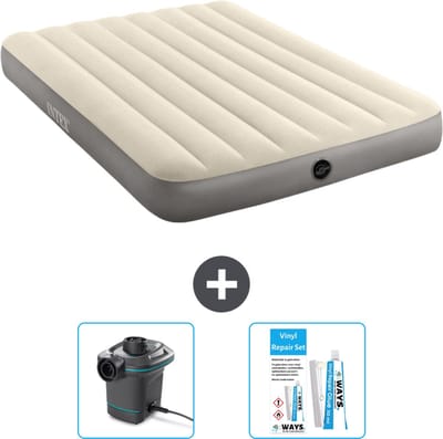 Intex Luchtbed - Twijfelaar - 137 x 191 x 25 cm - Beige - Inclusief Pomp en Reparatieset