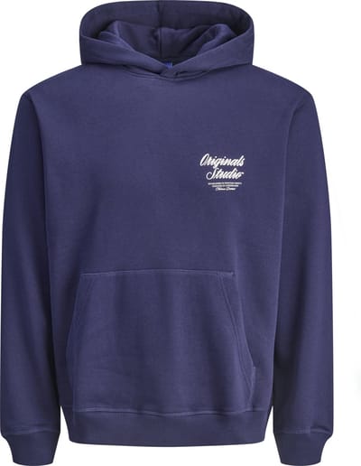Jack & Jones Trui Jornorrebro Typo Back Sweat Hood Sn 12283054 Ocean Cavern Mannen Maat - L