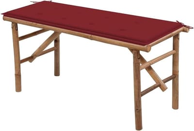 Opvouwbare Tuinbank - Buitenbank Bamboe - Genieten Buiten - Inclusief Comfortabel Kussen - 118 cm - Natuurlijk Bamboe