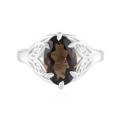 Cavill - Zilveren Ring - 925 Sterling Zilver Gerhodineerd - Ovale Braziliaanse Rookkwarts 2,673 ct - Filigraan Motief - Elegante Ringen Dames