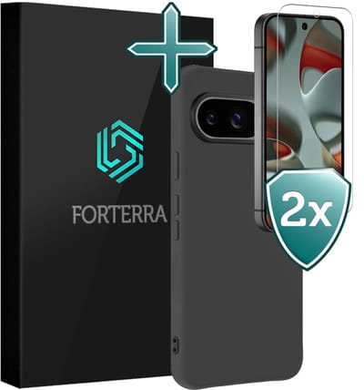 Hoesje Met 2x Screenprotector - Geschikt voor Google Pixel 10 - Sterk & Shockproof - Telefoon Hoes - Back Cover - Siliconen Case - Zwart