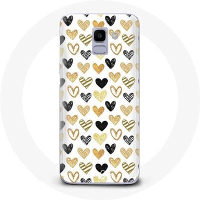 Hoesje voor Samsung Galaxy J6 2018 Abstracte textuur achtergrond harten zwart geel en grijs