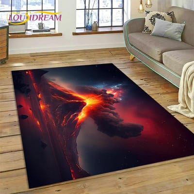 Vulkaan 3D Lava Magma Vloerkleed Tapijt voor Woonkamer Slaapkamer Huisdecoratie, Vloermat Antislip Decoratie voor Bank Keuken Deurmat Cadeau 70x100cm( 27x39in )