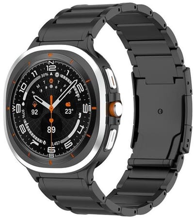By Qubix - smartwatch bandje - Compatible Samsung bandje - Titanium band - Zwart - Geschikt voor Samsung Galaxy Watch 9 (40/44mm) - Watch 8 (40/44mm) - Watch 8 Classic (46mm)