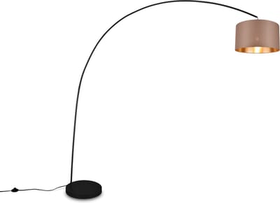 TRIO MANSUR Vloerlamp - Booglamp - Zwart + Taupe kap - H210cm