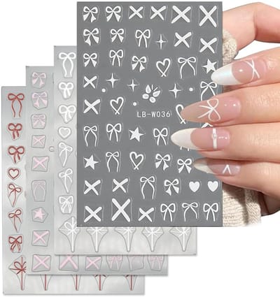 Dailygoods- Nagelstickers 4 Vellen - Nagel Decoratie - Nagelstickers Kind - DIY Acrylnagels - Strikken en Vlinderdas - Betoverende Patronen - Nageldecoratie
