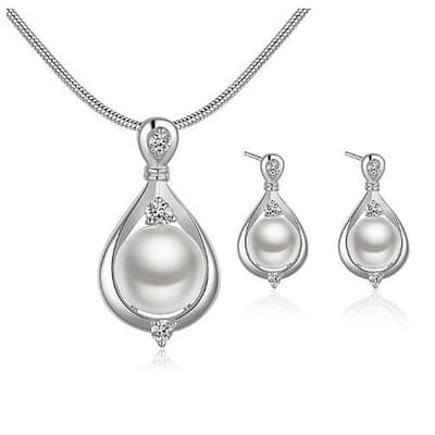 N3 Collecties 925 Zilveren Sieraden Imitatie Kristallen Parel Sieraden Set