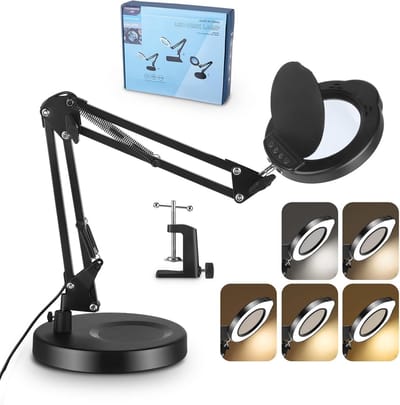 LED Vergrootglas met Licht en Standaard - 2-in-1 Vergrootlamp met 5 Kleurmodi voor Hobby en Handwerk