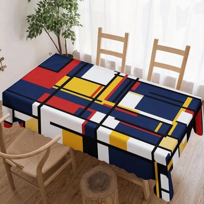 Abstract Geometrisch Rechthoekig Tafelkleed voor Tafeldecoratie Keuken Eetkamer Waterdicht Herbruikbaar Tafelkleed voor Tafels Binnen Buiten 90x140cm