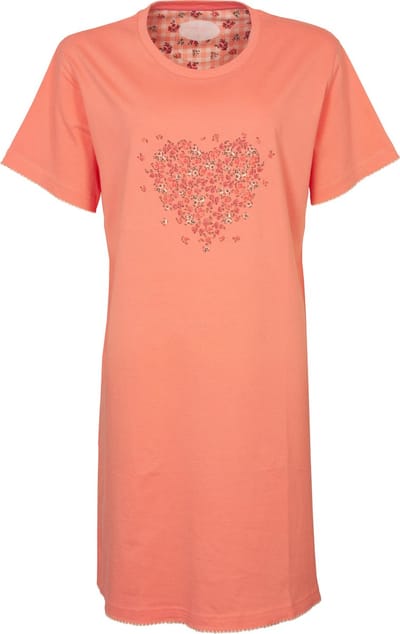 Tenderness Dames Nachthemd - Katoen - Ronde Hals - Oranje - Maat XL