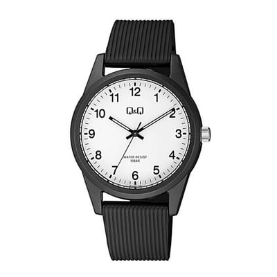 Q&Q VS12J001Y - Horloge - Polshorloge - Sport - Analoog - Unisex - Plastic band - Rond - Cijfers - Kunststof - Zwart - Wit - 10 ATM