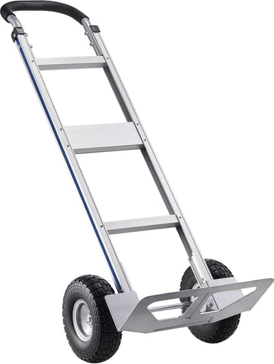 Zwaar uitgevoerde handwagen, draagvermogen 500 lbs, duurzame dolly met antislipwielen en handgreep, draagbare kar van aluminiumlegering met spanband voor gebruik thuis, op kantoor en in het magazijn