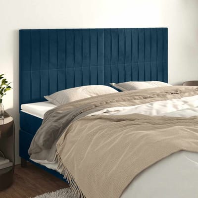 vidaXL - Hoofdbord - donkerblauw - 180x5x118/128 - cm - fluweel
