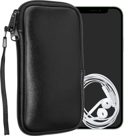 kwmobile telefoontasje universeel geschikt voor L - 6,5" smartphones - 16,5 x 8,9 cm - Hoesje met rits en polslusje -In metallic zwart -