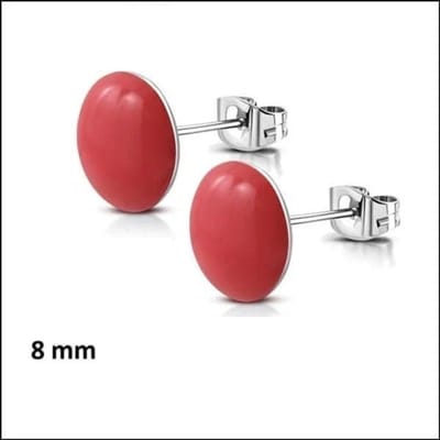 Aramat Jewels | Oorbellen | RVS Ronde Oorbellen Kleurrijk Emaille - Vrolijke Oorstekers | 8mm / Roze | |9mm | Staal | Kinderen, Volwassenen | Verkleurd niet