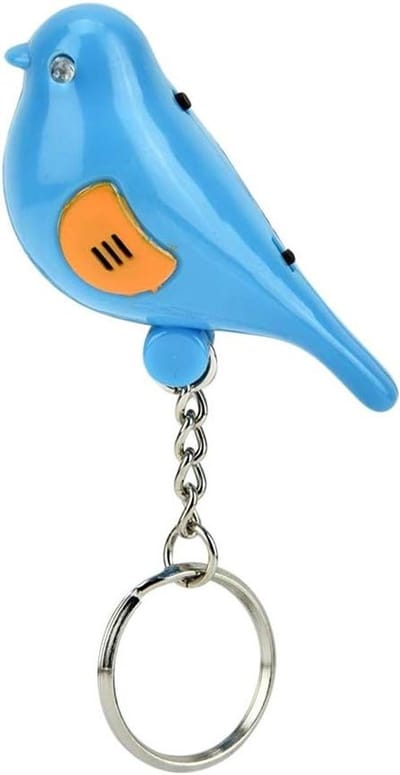 Allecto Premium - Toetsenzoeker met LED fluitje en spraakbesturing voor vogel liefhebbers (blauw) - Handige sleutelzoeker