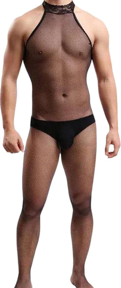 LekkerStout Doorschijnende Bodysuit - Zwarte - Sexy Herenlingerie | S-L | ( LS170 )