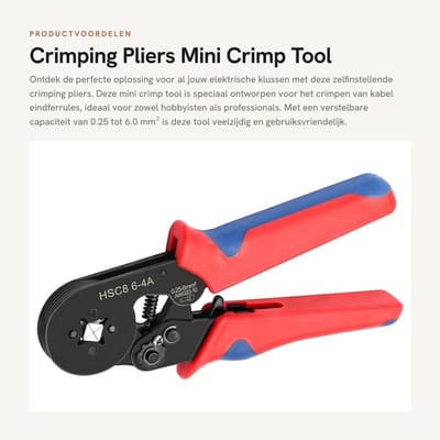 Byshayne - Crimping Pliers - Mini Crimp Tool - Zelfinstellend - Rood - Kabels en Ferrules - Voor Elektrisch Werk - HSC8 6-4A