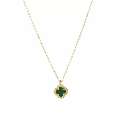 Bijoutheek Collier Single Klaver Emaille Groen