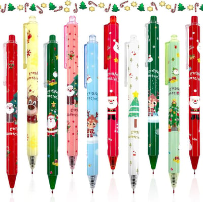 30 Stuks Kerst Balpen Set, Kindvriendelijke Pen met Santa Claus, Sneeuwman en Rendier Motieven, Perfect voor Cadeaus, Feestjes en Schoolprijzen