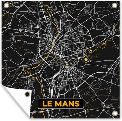 Tuin poster Kaart – Plattegrond – le Mans - Frankrijk – Stadskaart - 200x200 cm - Tuindoek
