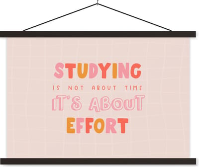 Posterhanger incl. Poster 60x40 cm - Schoolplaat - Studeren - Quote - Motivatie - Textielposter - Zwarte latten