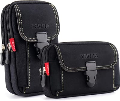 Multifunctionele Heuptas voor Mannen, Ideaal voor Kamperen, Wandelen en Fietsen, Geschikt voor Telefoons tot 6.5 Inch, 2 Stuks Zwart, Compact en Handig