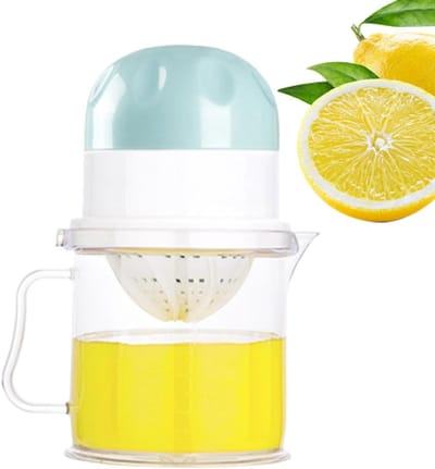 Citroenpers Handmatig - Sapcentrifuge Fruitpers - Snel Sap Maken - Dubbele Groef Ontwerp - 450 ml beker - Blauw