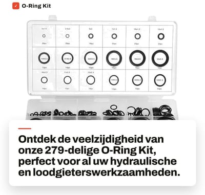 Dailygoods- O-ring Kit 279 Stuks - Rubber Gasket Set - 18 Maten - Sluitringen - Waterdicht - Geschikt voor Hydraulisch en Pneumatisch Gebruik - Afdichtingen