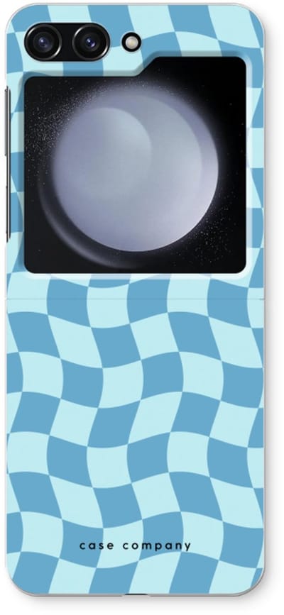 Case Company® - Hoesje geschikt voor Samsung Galaxy Z Flip5 hoesje - Grid Blauw - Soft Cover Telefoonhoesje - Bescherming aan alle Kanten en Schermrand