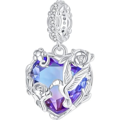 Authentieke Koperen Phoenix Kolibrie Liefde Hanger Bedel Geschikt Voor Armband Doe-Het-Zelf Kralen Mevrouw Premium Sieraden Valentijnsdag Verjaardag Cadeau Item white
