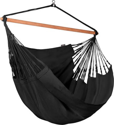 Biologische Hangmat - Kingsize Katoen - Ontspannen Buiten - 360 Graden Draaibaar - 399 x 183 cm - Onyx Zwart