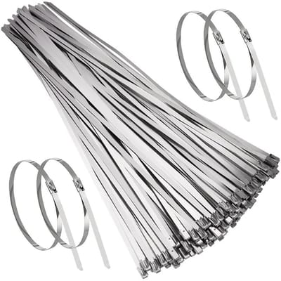 Cosensi- Kabelbinders 100 stuks - Roestvrij Staal - 350 x 4.6 mm - UV Bestendig - Schokbestendig - Hittebestendig - Maximale bundeldiameter 98 mm - Metaalkabelbinders