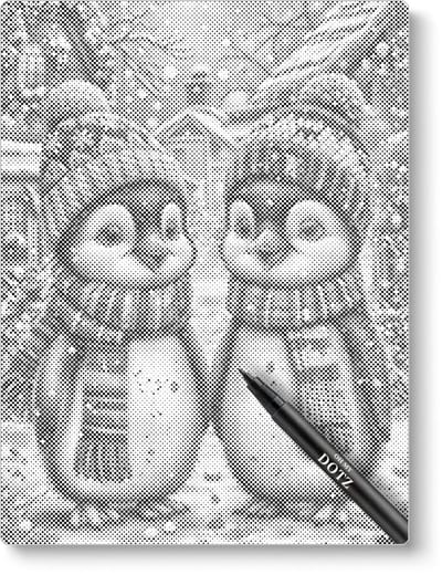 Winter Pinguins | Dot painting | 30x40cm | Dot painting | Oh My Dotz | Dots stippen | Diamond painting & Schilderen op nummer alternatief | Happy hobby