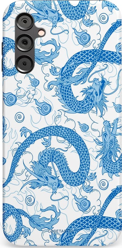 Casetastic Hoesje Geschikt voor Samsung A14 (5G/4G) - Stijlvolle Beschermende Duo-layer Case - Drakengloed