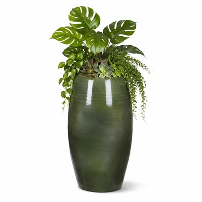 Mica Decorations Hoge bloempot Lester - groen - glanzend - keramiek - 50 x 30 cm - vaas