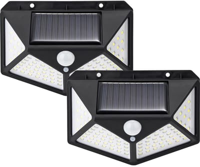Set van 2 solarlampen – Buitenverlichting – Tuinverlichting – 14 x 6 x 10,5 cm – Zwart