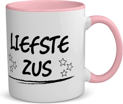 Akyol - liefste zus koffiemok - theemok - roze - Zus - je zus - verjaardagscadeau - cadeau voor zus - gift - kado - 350 ML inhoud