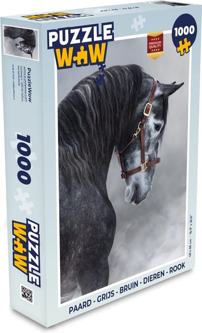 Puzzel Paard - Grijs - Bruin - Dieren - Rook - Legpuzzel - Puzzel 1000 stukjes volwassenen