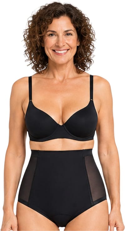 Linorie Premium Incontinentie Menstruatie Maxi Slip Hoge Taille Dames – Herbruikbaar – Comfortabele Pasvorm – Zwart – S