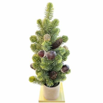 H45 cm-Kerstboom-Kunstkerstboom-tafelkerstboom-kerstboom met Met grote dennenappels-Met basis-Zeer Dicht Takkenstelsel-voor kerstdecoratie, feestjes（Donkergroen）