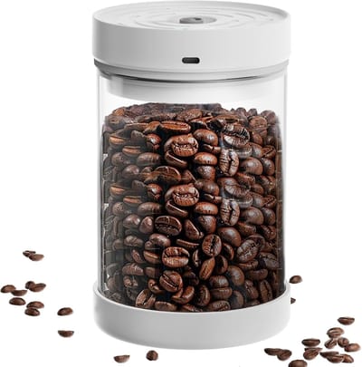 QTTVBTNA -Vacuüm Pot - Automatische vacuüm koffiepot, 1100 ml luchtdichte voedselbewaarbak, koffiebonenpot, glazen bewaarbak geschikt voor bonen en voedingsmiddelen